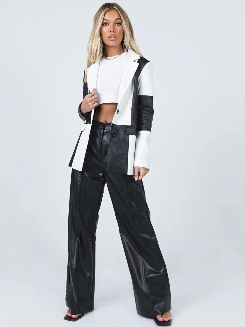 Princess Polly Black and White Checkerboard Blazer - Picture 2 of 7